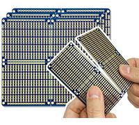 ElectroCookie Snappable PCB, Strip Board with Power Rails for Electronics Projects Compatible for DIY Arduino Soldering Projects, Gold-Plated, 3.8"x3.5" (3 Pack, Blue)