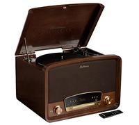 Electrohome Kingston 7-in-1 Vintage Vinyl Record Player Stereo System with 3-Speed Turntable, Bluetooth, AM/FM Radio, CD, Aux in, RCA/Headphone Out, Vinyl/CD to MP3 Recording & USB Playback (RR75)