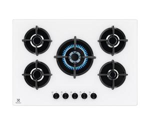 ELECTROLUX EGG75372W GAS Hob 75 CM 5 FIRES GLASS TRIPLE CROWN IRON WHITE
