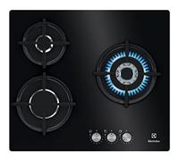 Electrolux KGE6633NOK 60cm 3 Zone Wok Area Front Control Instant Electronic Self Ignition Safety Thermocouple Includes Replacement Injectors Black