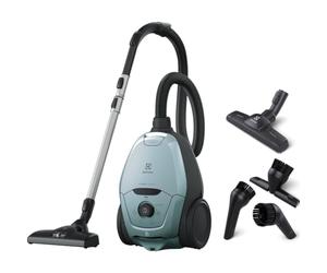 Electrolux Pure D8, Vacuum Cleaner with Bag, Ultra Quiet, 57dB, Intelligent Automatic Power, Ergonomic Handle, Lightweight, 55% Recycled Material, PD82-4MB, Sky Blue
