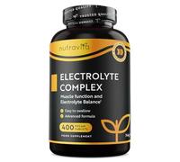 Electrolyte Replacement Complex - High Strength Tablets with Added Magnesium, Potassium & Calcium - Muscle Function & Electrolyte Balance - 400 Vegan Tablets - No Synthetic Binders - Nutravita