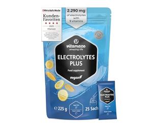 Electrolytes Powder High Dose 2290mg 25 Sachets with Magnesium Potassium Calcium + 8 B Vitamins Natural Lemon Flavor Vegan for Sports and Ketogenic Diet