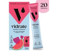 Electrolytes Powder - Hydration Sachets Packed with Vitamins - Zero Sugar Rehydration Sachet with No Artificial Sweeteners & Preservatives by ViDrate - Watermelon & Raspberry, 20 Electrolytes Sachets