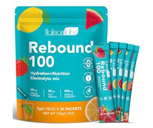 Electrolytes Powder with Hydration Nutrition, Electrolytes Sachets 30PCS, Gut Eye Health, Muscle Comfort, Sugar Free, Zero Calorie, Vegan Friendly, 5 Flavors, Rebound 100%