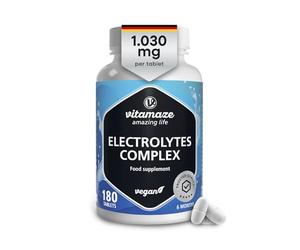 Electrolytes Tablets Super Hydration 1,034 mg (6 Month Supply) with Magnesium, Potassium, Calcium and Sodium for Balance 180 Vegan Tablets, Fasting Rehydration tablets Suitable for Keto Diet Vitamaze.