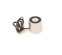 Electromagnet with 6mm Mounting Hole for Door and Hatch Mechanisms, Automated Assembly Lines, Robotics, Lifting and Handling Ferrous Materials - 44.45mm dia x 41.275mm thick - 27kg Pull - 12V DC/3.3W