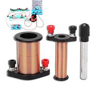 Electromagnetic Induction Coil, Demonstration Induction Coil with Primary Coil, Secondary Coil and Soft Iron Core Cylindrical Magnet, Experiment Instrument Magnet Wand for Physics Teaching, Laboratory