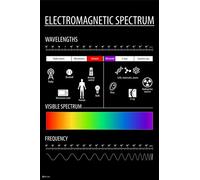 Electromagnetic Spectrum Chart Reference Science Physics Visible Light Wavelength Educational Classroom Cool Wall Art Print Poster 16x24