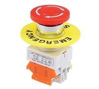 Electromagnetic switch 22mm Mushroom Latching Emergency Stop Push Button Switch Red with Waterproof Cover 1NO 1NC (Color : Button Sign 60mm)