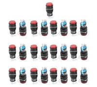 Electromagnetic switch AC 250V 5A DC 30V 3A 3 Terminal Red Light Push Button Switch 25Pcs
