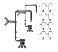 Electromarket FX Lab Adjustable Metal G Clamps Kit - 10 Pack Silver Galvanised Mounting Hooks for DJ Disco Lighting, Stage Projectors - 25kg Load Capacity