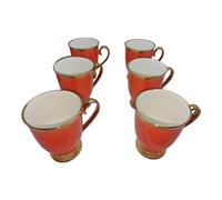 electromax 6 Piece Teacup and Gift Set - Vintage Serving Set for 6, with Bone China Tea Cup/Mug 300ml Strong Lightweight Set. (Orange)