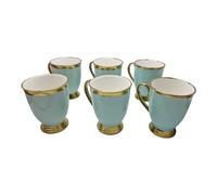 electromax 6 Piece Teacup and Gift Set - Vintage Serving Set for 6, with Bone China Tea Cup/Mug 300ml Strong Lightweight Set - Light Green Set