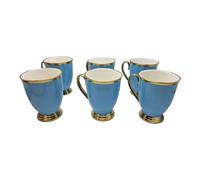 electromax 6 Piece Teacup and Gift Set - Vintage Serving Set for 6, with Bone China Tea Cup/Mug 300ml Strong Lightweight Set - Light Blue Set