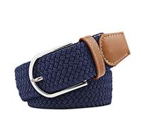 electromax Men Belts, Elastic Braided Stretch Belt with Covered Leather Buckle, for Men's Jeans, Trouser Belts (Navy, S/M)