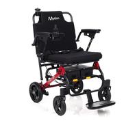 Electron Lightweight Folding Electric Wheelchair with Dual Lithium Batteries, Portable Powerchair, Compact Travel Design, Attendant Joystick, 20 Mile Range, 4mph Mobility Aid (Electron Red)