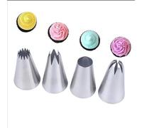Electrones for 4 Pcs Large Piping Nozzle Tip Cake Decorating, Stainless Steel Cake Icing Nozzles Piping Tips Kit for Baking DIY Cookie Cream Cupcake Decorating Pastry Tips Tool