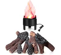 Electronic 3D Led Fake Flames Effect Night Lamp Led Artificial Flickering Fire Flame with 10 Pieces Gas Fireplace Logs Simulated Flame Lamp for Halloween Christmas Indoor Home Party Decorations