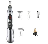Electronic Acupuncture Pen 9 Gears USB Rechargeable Acupuncture Pen for Pain Relief Vibrating with 5 Massage Heads for Pain Gone Relief
