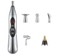 Electronic Acupuncture Pen 9 Gears USB Rechargeable for Pain Relief Vibrating Pen with 5 Massage Heads