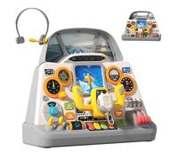Electronic Airplane Cockpit Toy With Headphones - Kids PIilot Dashboard Simulator, Interactive Steering Wheel Game With Lights And Sounds | Pretend Play Gift