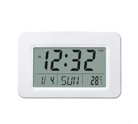 Electronic Alarm Clock Featuring For Perpetual Calendar And Digital Thermometer With Luminous Screen Twelve Or Twenty Four Hour Format For Bedroom Desk White(white)