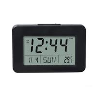 Electronic Alarm Clock Featuring For Perpetual Calendar And Digital Thermometer With Luminous Screen Twelve Or Twenty Four Hour Format For Bedroom Desk White(Black)