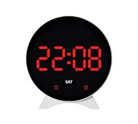Electronic Alarm Clock with Multifunctional Display Showing Alarm Time, Date, Day of Week and Temperature in Celsius/Fahrenheit, User Friendly Controls (E)