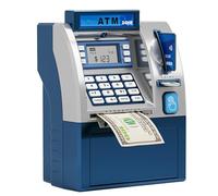 Electronic ATM Piggy Bank with Card & Password - Digital Money Saving Box for Kids with Automatic Coin Recognition, Bill Feeder & Savings Goal Setting Educational Toy with Balance Checker (C)