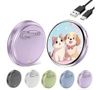 Electronic Badge Digital Display Pin,1.8'' HD Touch Screen Electronic Digital Badge,Bluetooth Control Keychain, Customizable Photo Slideshow &Video Display,for Anime,Star,Idol,Football Fans (Purple)