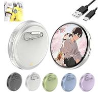 Electronic Badge Digital Display Pin,1.8'' HD Touch Screen Electronic Digital Badge,Personalized Electronic Badge Pin,Bluetooth App Control,Cosplay Concert Gift for Anime/Star/Football Fans (White)