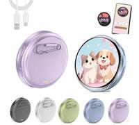 Electronic Badge Digital Display Pin, Photo Video Display Screen Custom Badge, Cute GIF Anime Pin Round Smart Badges, Bluetooth Control Keychain for Anime/Star/Idol/Football Fans (Purple)