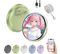 Electronic Badge Digital Display Pin, Pixel Badge Pin Digital with 1.8'' IPS Touch Screen with Photo & Gif Displays, Bluetooth App Control for Bag, Keychain, ID Tag, Anime, Star, Cosplay (Green)