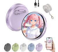 Electronic Badge Digital Display Pin, Pixel Badge Pin Digital with 1.8'' IPS Touch Screen with Photo & Gif Displays, Bluetooth App Control for Bag, Keychain, ID Tag, Anime, Star, Cosplay (Purple)