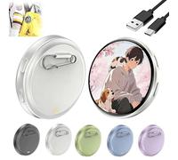 Electronic Badge Digital Display Pin, With 1.7'' Ips Touch Screen,Diy Photo Bluetooth Badges Display Case,App Control, Customizable Photo Slideshow & Video Displays,For Keychain/Backpack (Silver)