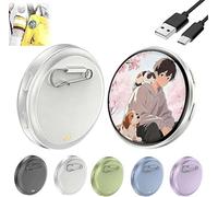 Electronic Badge Digital Display Pixel Badge Pin with 1.8'' IPS Touch Screen,Touch Screen Electronic Digital Badges,Bluetooth App Control,Cosplay Concert Gift for Anime/Football Fans (White)