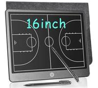 Electronic Basketball Coaching Board - 16 inch LCD Basketball Tactics Board with 2 Stylus Pen, Basketball Coach Essentials, 2 Elastic Lanyard Tether, Carry Bag, Basketball Coach Gift