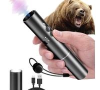 Electronic Bear Air Horn, 120dB Rechargeable Wildlife Deterrent with Flashlight, for Hiking & Camping Safety, Emergency Alert Device (Black)