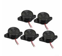 Electronic Buzzer Pack Five Units Designed for Alerting Needs Operating at a Voltage Range Between Three and Twenty Four Volts DC
