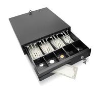 Electronic Cash Drawer Heavy Duty Till Box with Lock 4 Bill and 5 Coin Trays Fixed Insert Compact Register Drawer for Bar Coffee Shop Restaurant and Point Sale Retail Businesses (Modern)