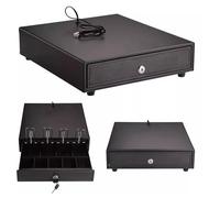 Electronic Cash Drawer Heavy Duty Till Box with Lock 4 Bill and 5 Coin Trays Fixed Insert Compact Register Drawer for Bar Coffee Shop Restaurant and Retail