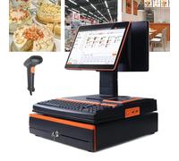 Electronic Cash Register,15.6'' LED Touch Screen, POS Terminal Terminal Machine with Handheld Scanner 101 Keys Cash Register Keyboard, 58mm Thermal Printer, Cash Drawer single screen