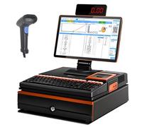 Electronic Cash Register,15.6'' LED Touch Screen, POS Terminal Terminal Machine with Handheld Scanner 101 Keys Cash Register Keyboard, 58mm Thermal Printer, Cash Drawer Win10 M2