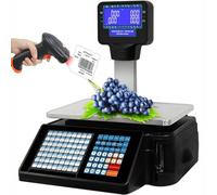Electronic Cash Register Scale with Receipt Printing, Double-Sided LCD Display, 30kg/60lbs Weight Capacity for Supermarkets and Retail Stores