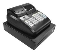 Electronic Cash Register with Thermal Printer - Commercial Cash Register with Secure Drawer, 4 Bill Compartments & 5 Coin Trays for Retail & Cafe Businesses black