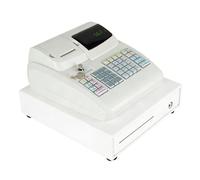 Electronic Cash Register with Thermal Printer - Commercial Cash Register with Secure Drawer, 4 Bill Compartments & 5 Coin Trays for Retail & Cafe Businesses white