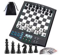 Electronic Chess Board Game - AI Chess Computer with Customizable Difficulty, LCD Display, Magnetic Pieces, Automatic Game Storage for Adults & Beginners