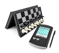Electronic Chess Set with Foldable Magnetic Board, Stylus and LCD | Adjustable AI, 5 skill levels, 200+ master games and challenge scoring support solo practice at home or during travel.