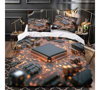 Electronic circuit 3D Printed 3 Piece Set Comforter Cover Tech hardware design Duvet Cover Super Soft Microfiber Invisible Zipper Dust Mite Resist for Teens Young Adults Seniors Single (135x200cm)